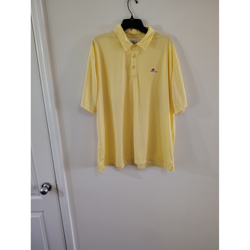 Ocean Coast Mens 2X Yellow Performance Polo Shirt Short Sleeve Fish Logo Golf